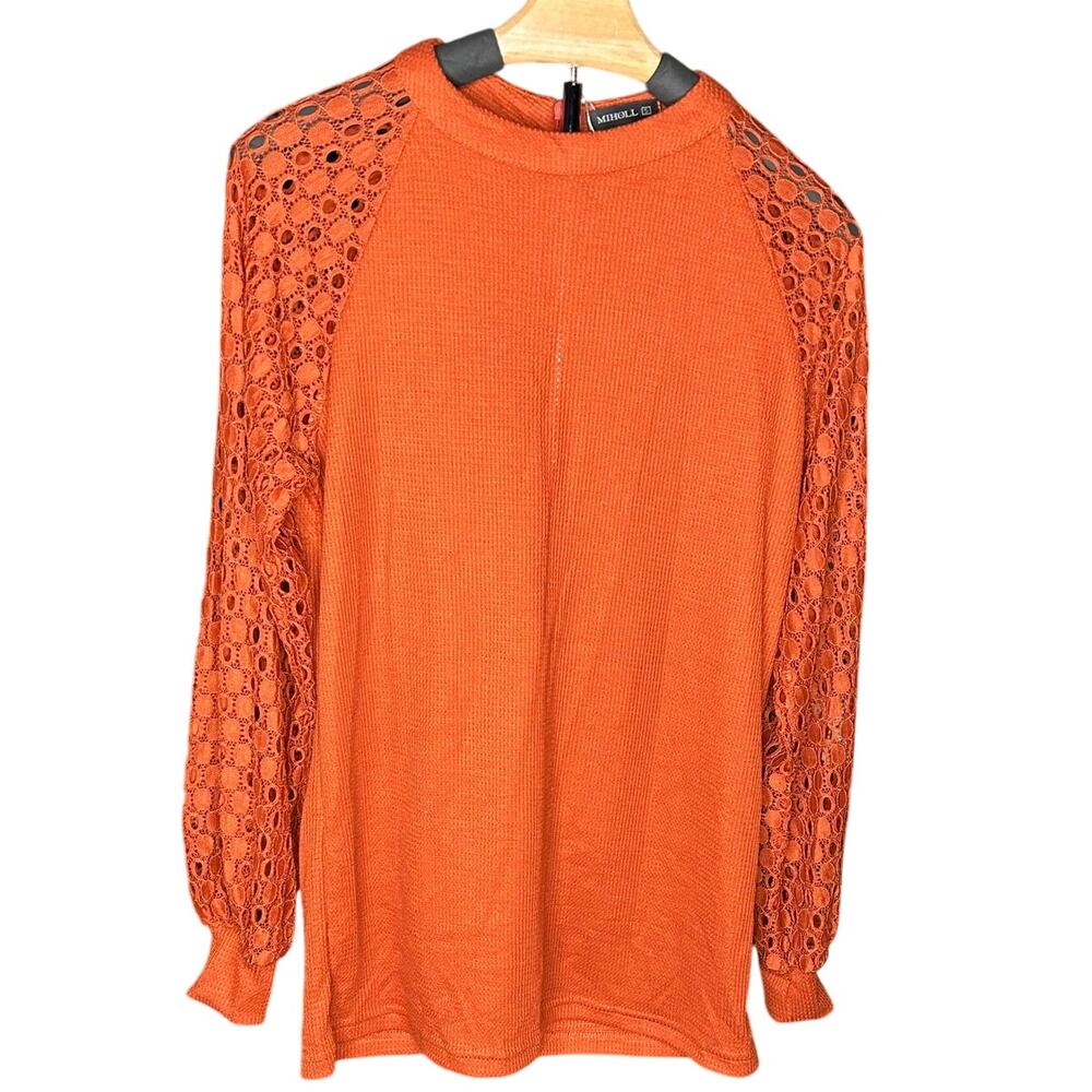 MIHOLL Orange women's size small, long sleeve top  NWT